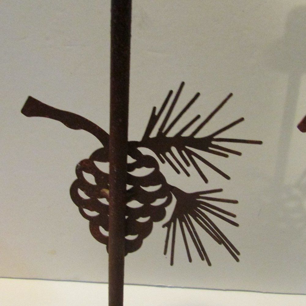 set of 2 metal pinecone candle holders cabin winter nature decor - Picture 6 of 10